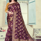Vedant Vastram Litchi Silk Designer Banarasi Saree - Wine | Swadesiicart