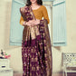 Vedant Vastram Litchi Silk Designer Banarasi Saree - Wine | Swadesiicart