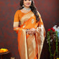 Lorenvalley Fashion Orange Soft Silk Woven Design Gold Zari Weaving Saree - Swadesiicart