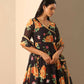 Pomcha Jaipur Black Gul Narangi Angrakha Set | Swadesiicart