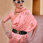 Sea Pink Pure Satin Zari Weaving Wedding Festive Saree - Emponline | Swadesiicart