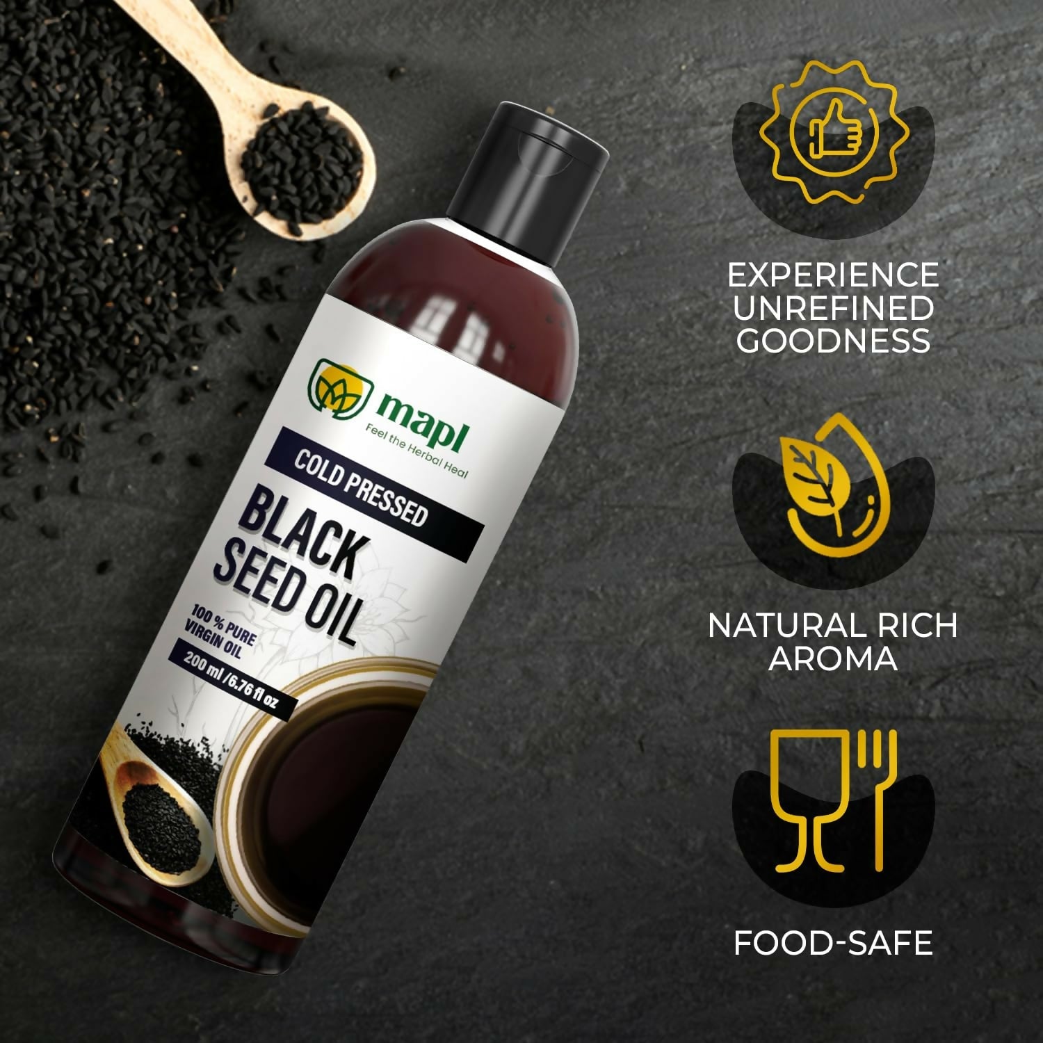 MAPL Organic Black Seed Oil Cold-Pressed | Swadesiicart