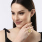 NVR Women Gold-Polished Circular Adjustable Finger Ring | Swadesiicart