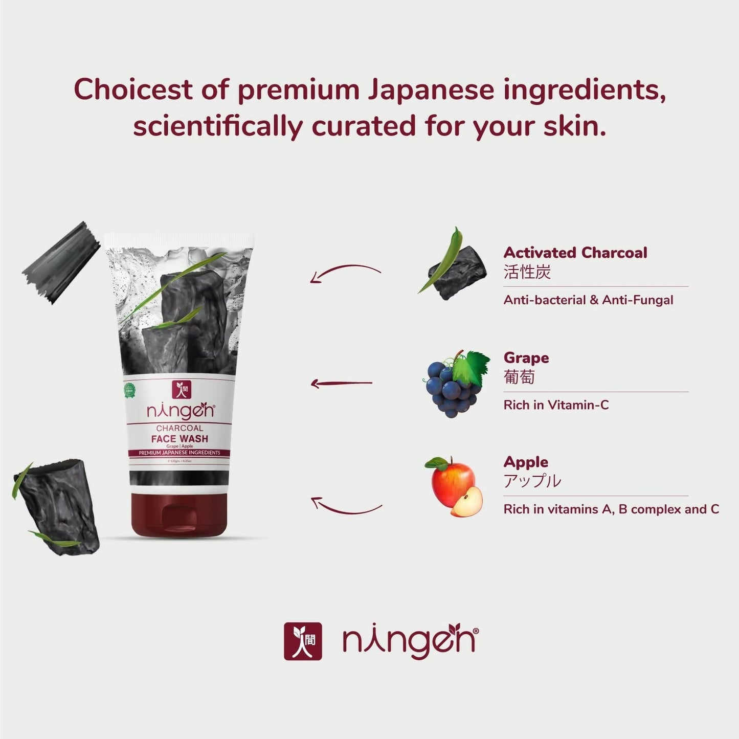 Ningen Charcoal Face Wash - Swadesiicart