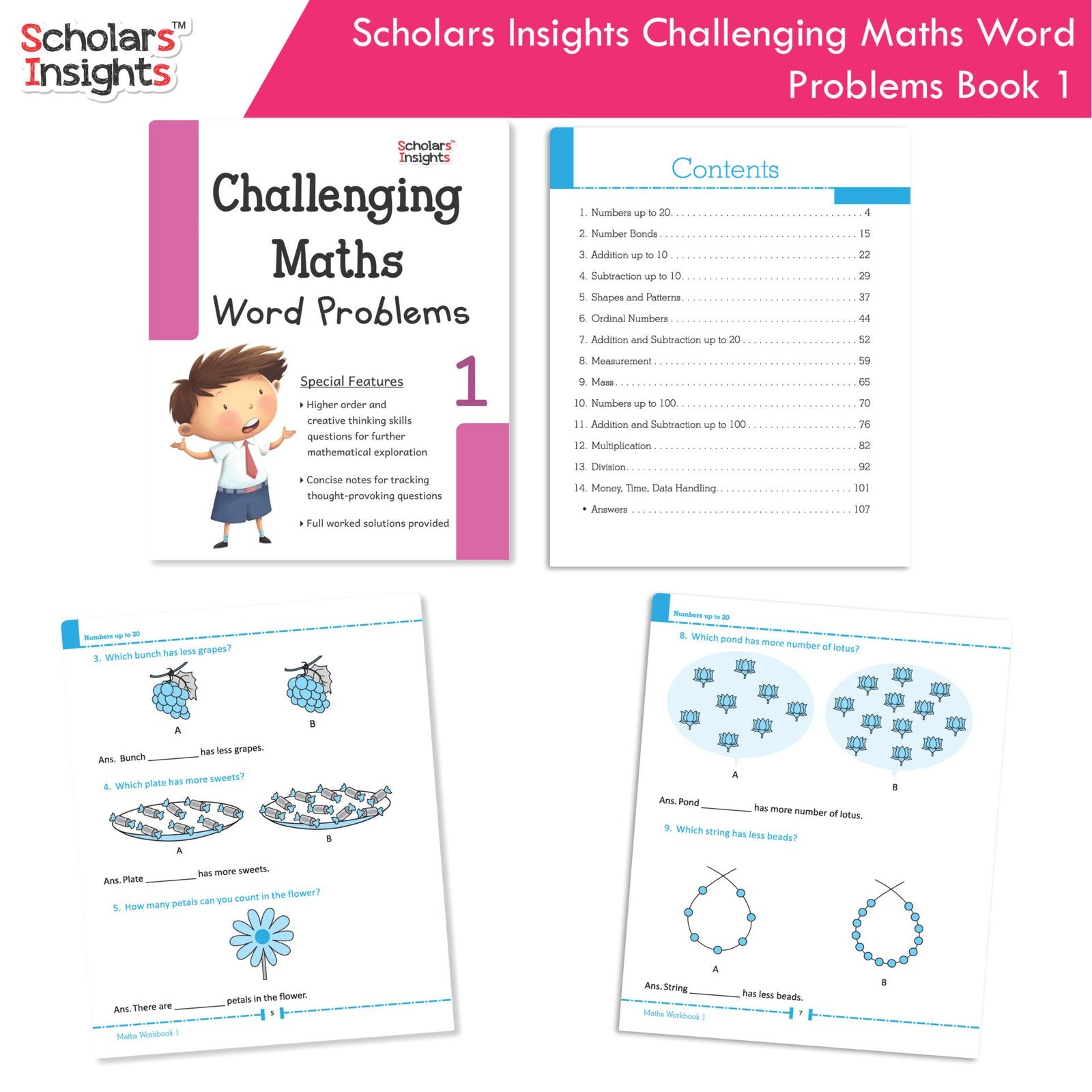 Scholars Insight Combo Set of Mathematics Workbooks For Grade 1| Set of 3| Problem Solving Book for Kids - Swadesiicart
