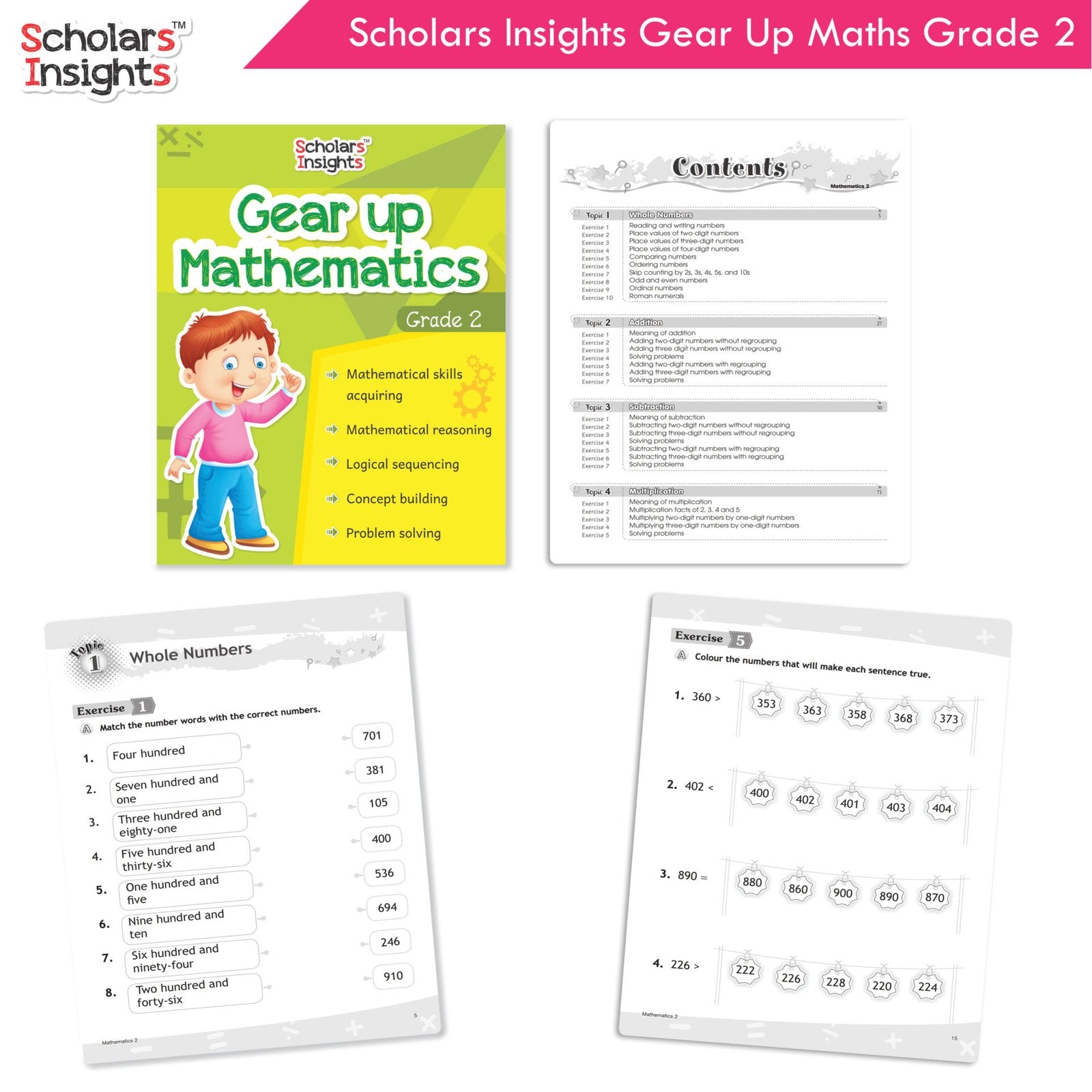 Scholars Insight Combo Set of Mathematics Workbooks For Grade 2| Set of 3| Problem Solving Book for Kids - Swadesiicart