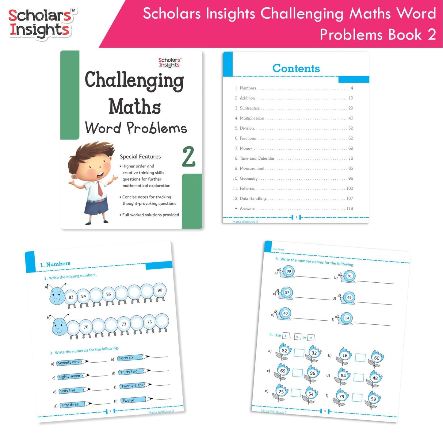 Scholars Insight Combo Set of Mathematics Workbooks For Grade 2| Set of 3| Problem Solving Book for Kids - Swadesiicart