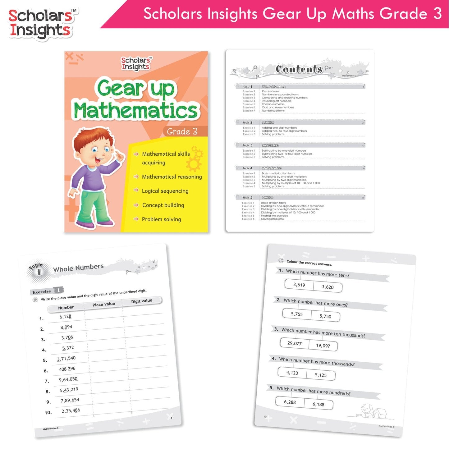 Scholars Insight Combo Set of Mathematics Workbooks For Grade 3| Set of 3| Problem Solving Book for Kids - Swadesiicart