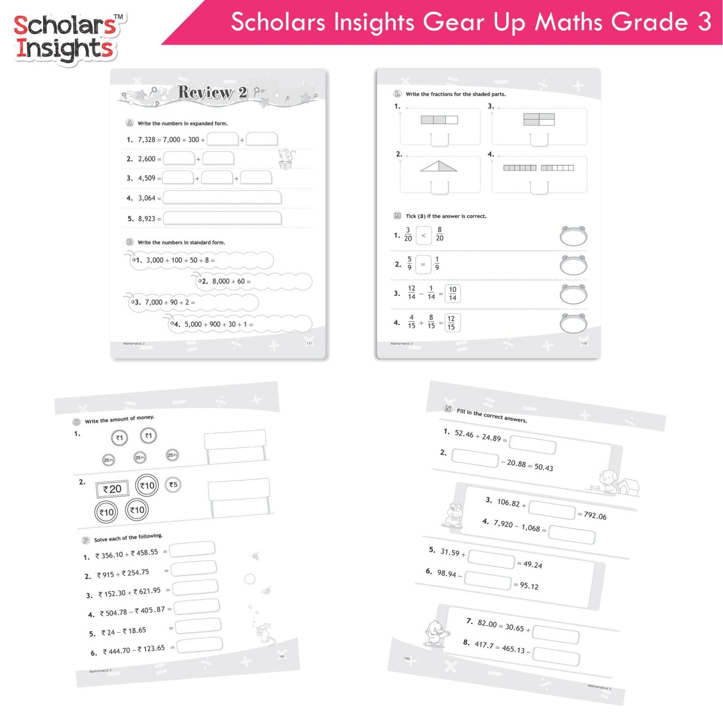 Scholars Insight Combo Set of Mathematics Workbooks For Grade 3| Set of 3| Problem Solving Book for Kids - Swadesiicart