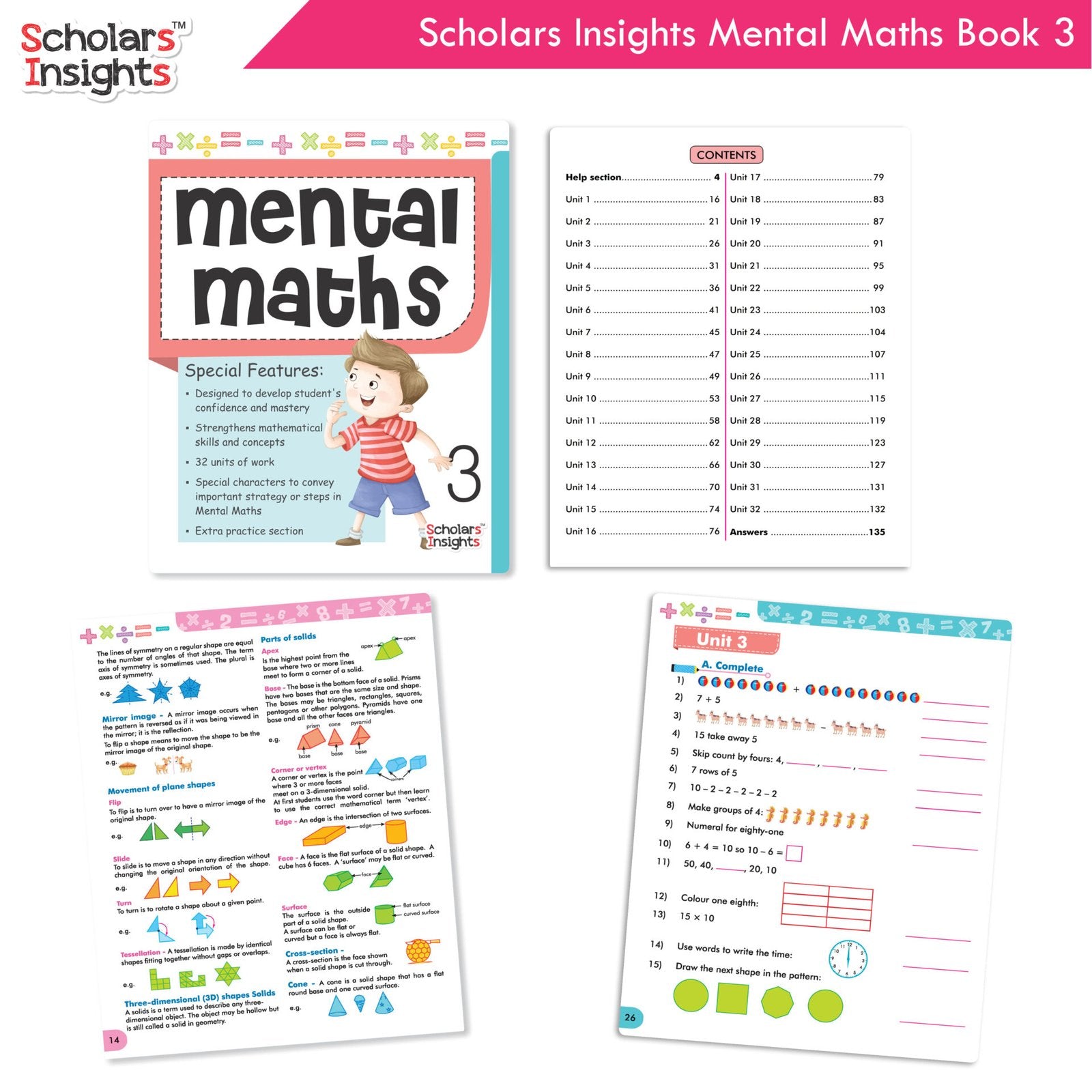 Scholars Insight Combo Set of Mathematics Workbooks For Grade 3| Set of 3| Problem Solving Book for Kids - Swadesiicart