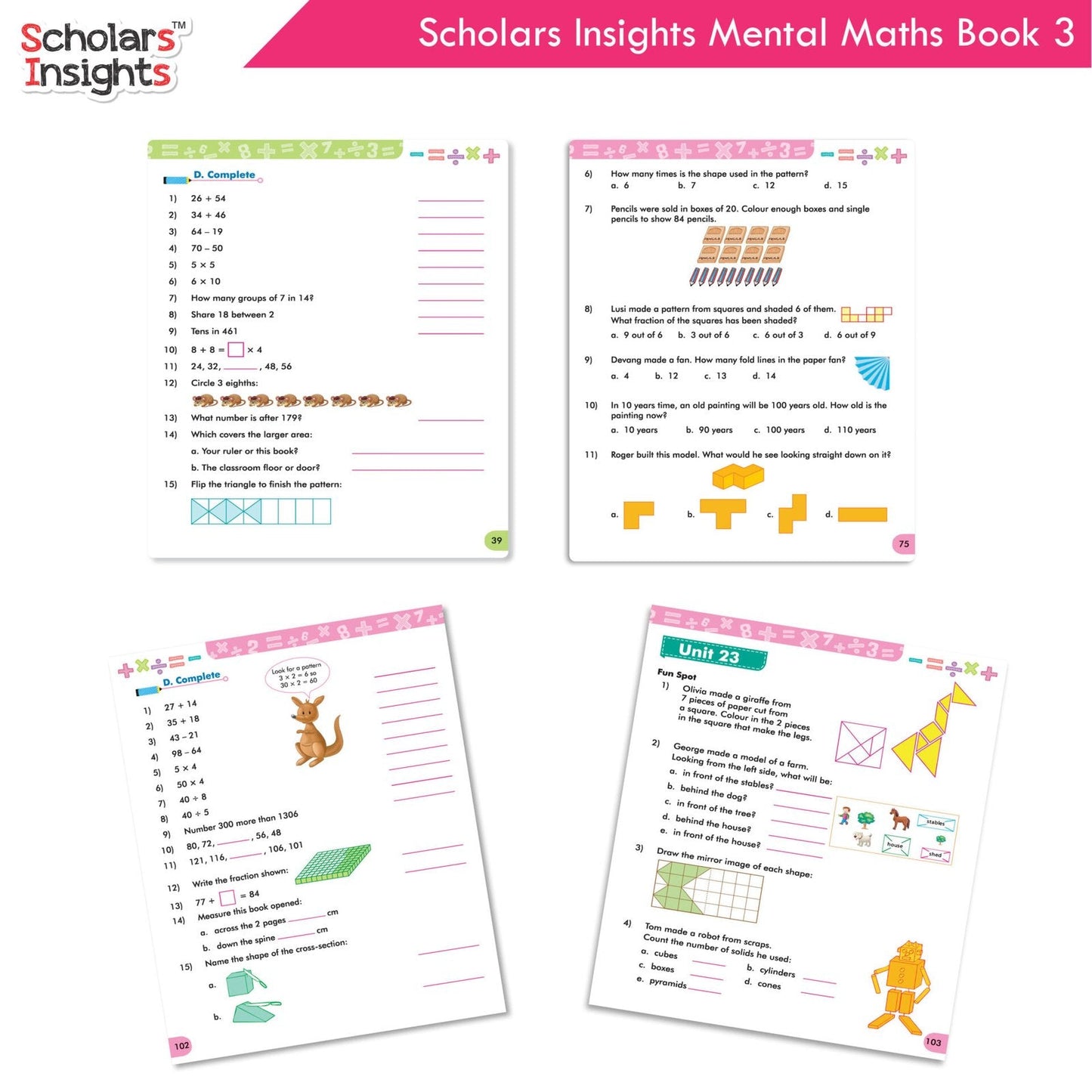 Scholars Insight Combo Set of Mathematics Workbooks For Grade 3| Set of 3| Problem Solving Book for Kids - Swadesiicart