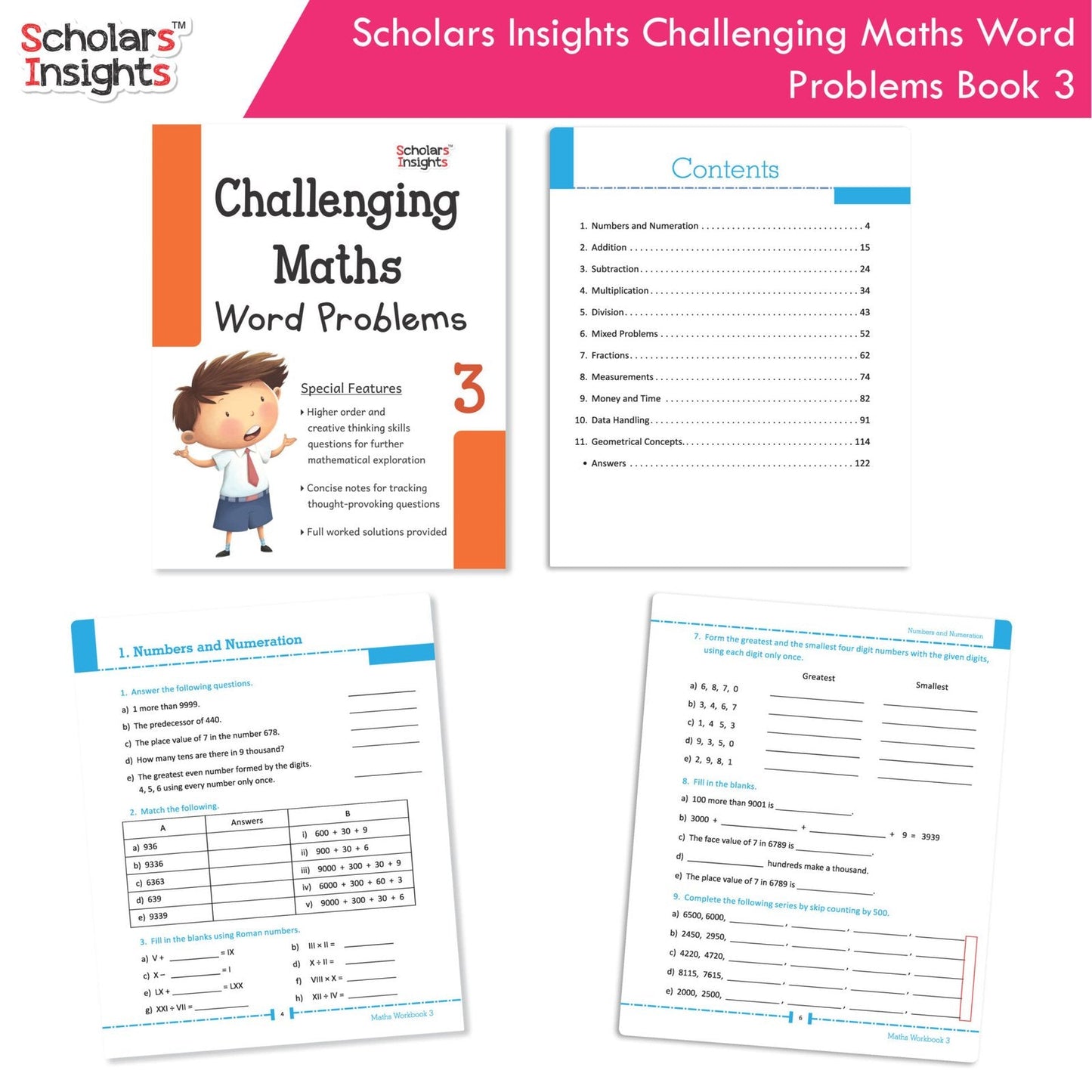 Scholars Insight Combo Set of Mathematics Workbooks For Grade 3| Set of 3| Problem Solving Book for Kids - Swadesiicart