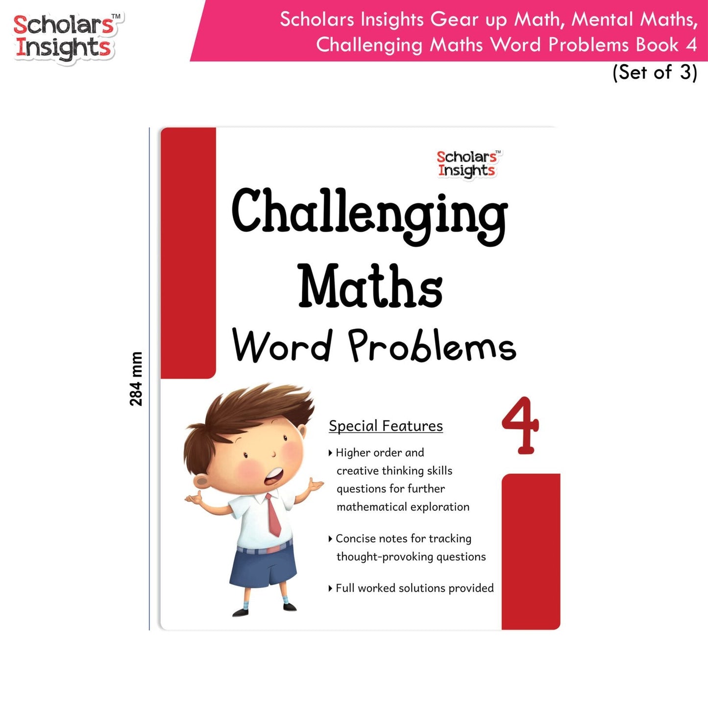 Scholars Insight Combo Set of Mathematics Workbooks For Grade 4| Set of 3| Problem Solving Book for Kids - Swadesiicart