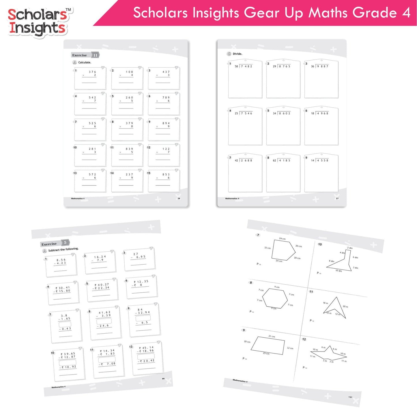 Scholars Insight Combo Set of Mathematics Workbooks For Grade 4| Set of 3| Problem Solving Book for Kids - Swadesiicart