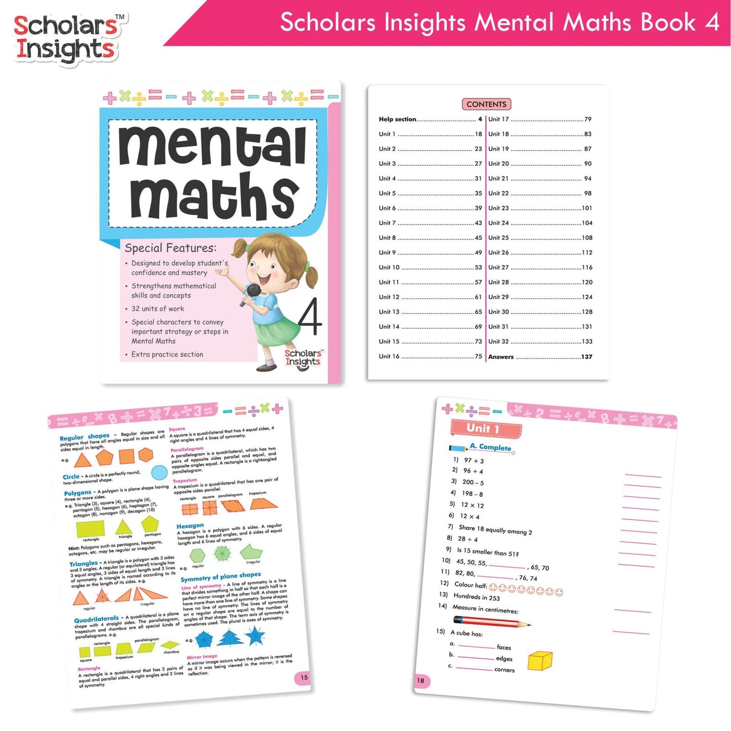 Scholars Insight Combo Set of Mathematics Workbooks For Grade 4| Set of 3| Problem Solving Book for Kids - Swadesiicart