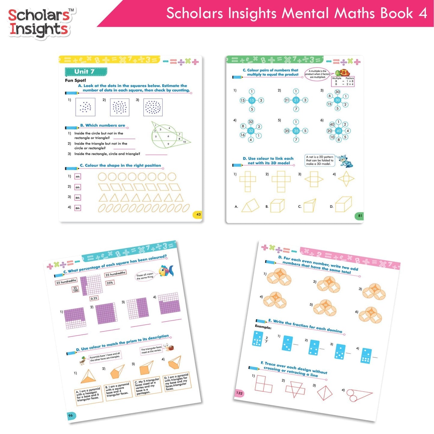 Scholars Insight Combo Set of Mathematics Workbooks For Grade 4| Set of 3| Problem Solving Book for Kids - Swadesiicart