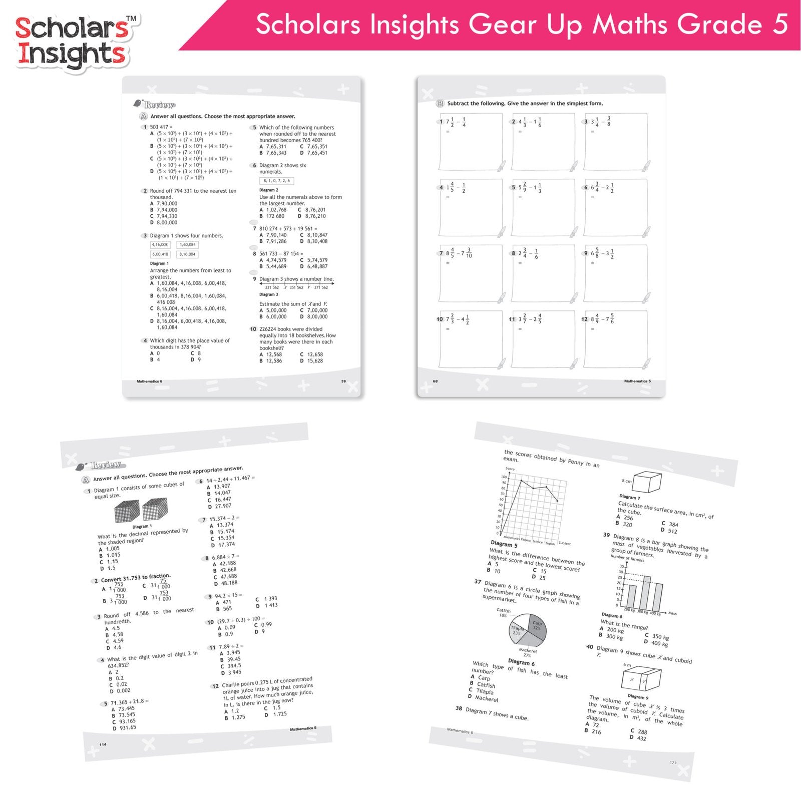 Scholars Insight Combo Set of Mathematics Workbooks For Grade 5| Set of 3| Problem Solving Book for Kids - Swadesiicart