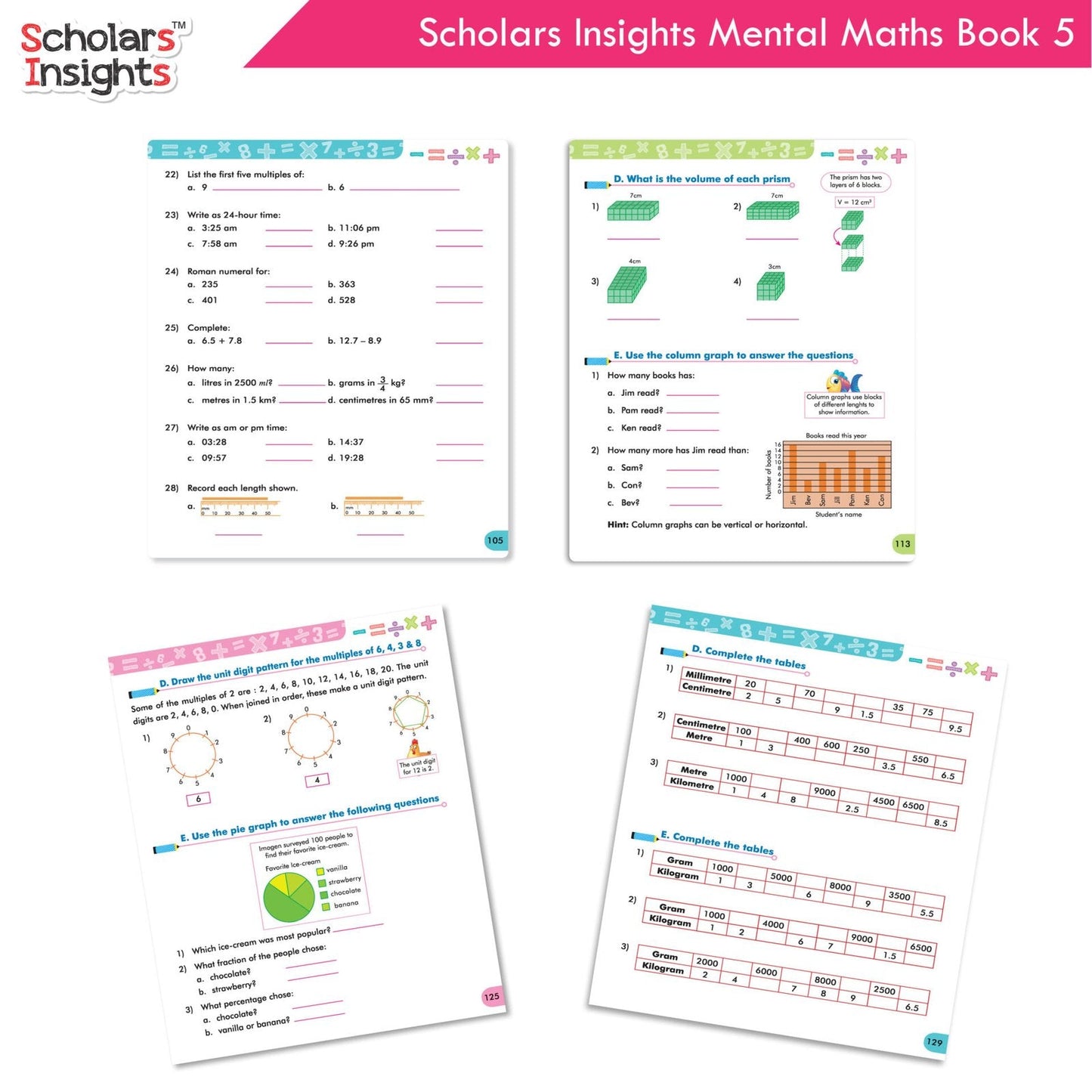 Scholars Insight Combo Set of Mathematics Workbooks For Grade 5| Set of 3| Problem Solving Book for Kids - Swadesiicart