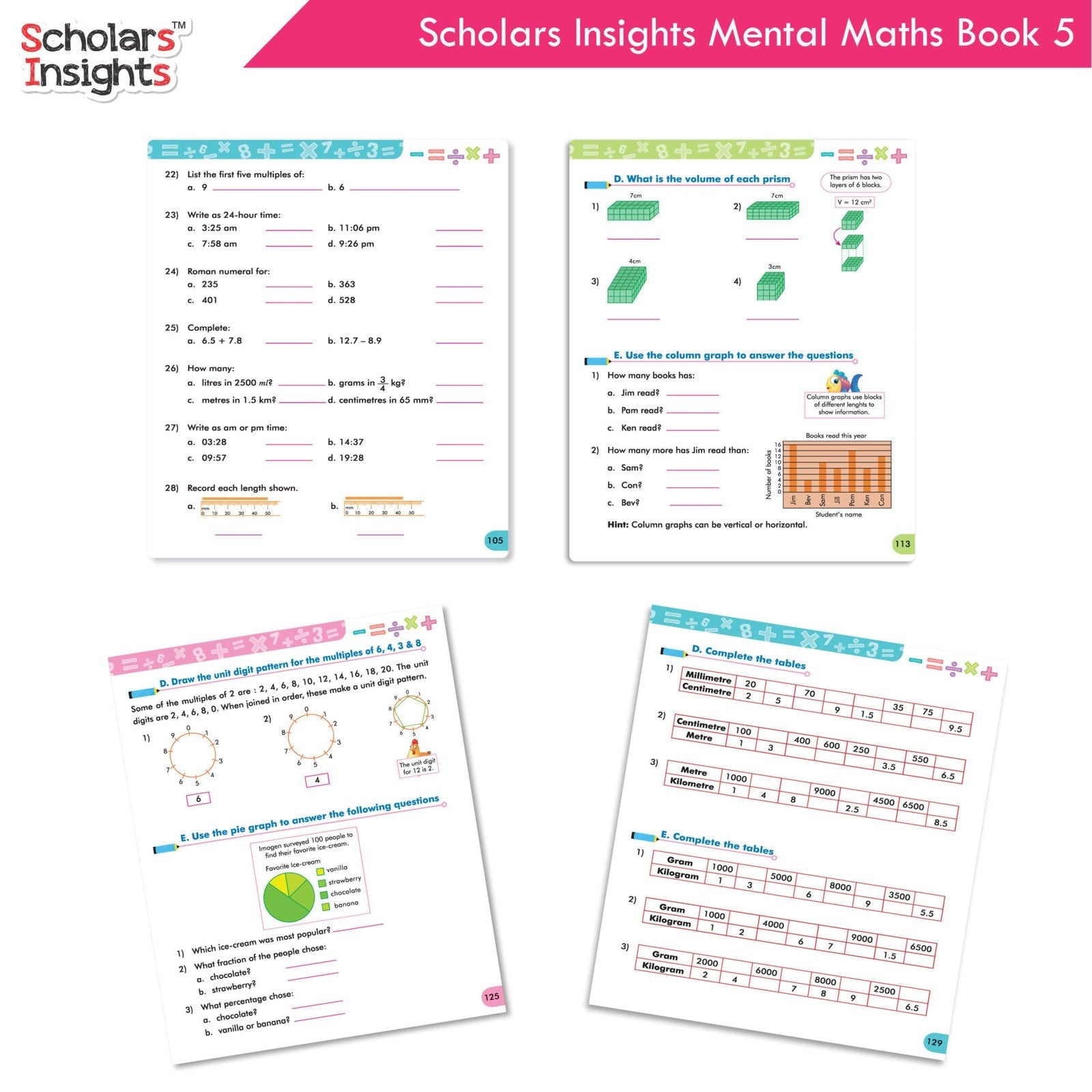 Scholars Insight Combo Set of Mathematics Workbooks For Grade 5| Set of 3| Problem Solving Book for Kids - Swadesiicart