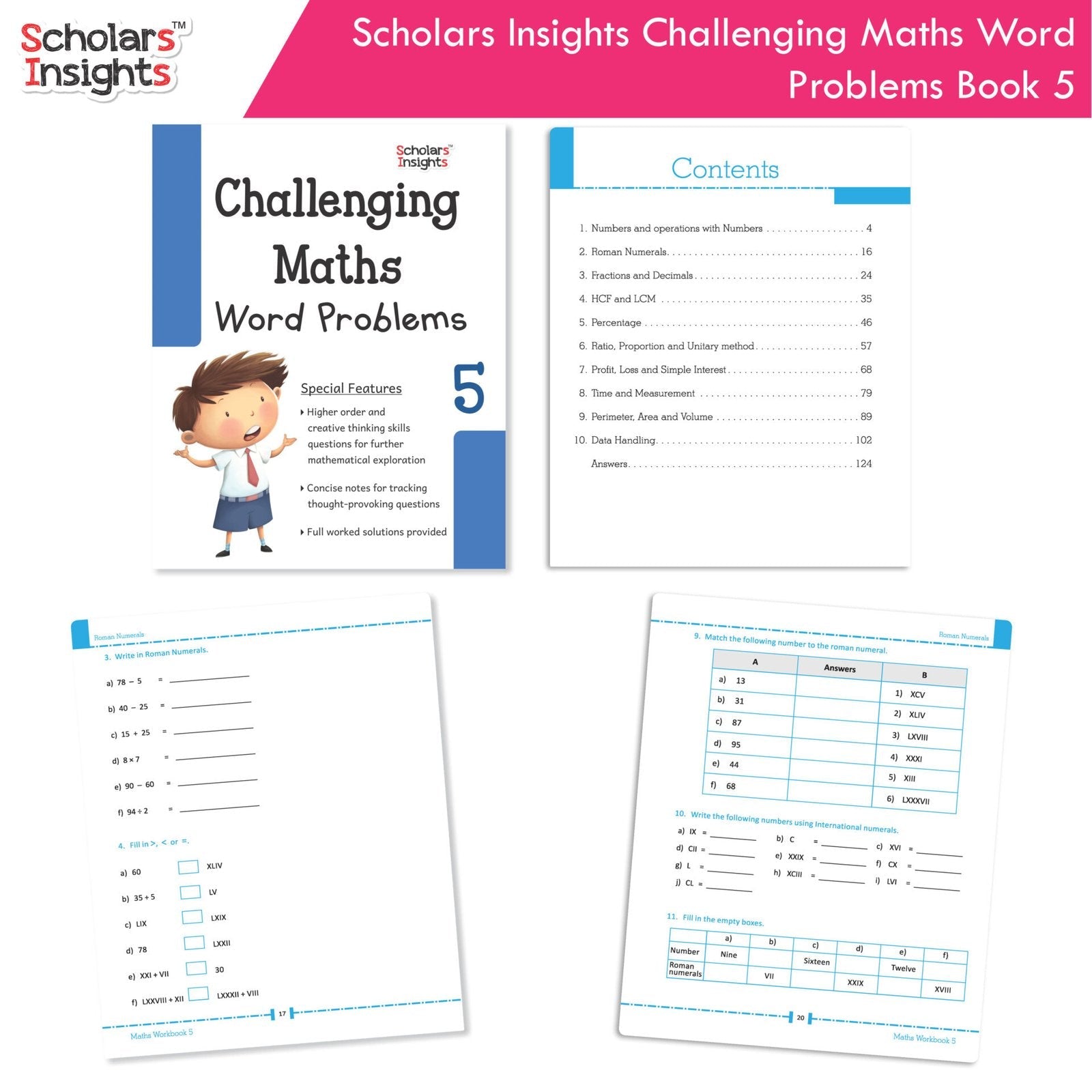 Scholars Insight Combo Set of Mathematics Workbooks For Grade 5| Set of 3| Problem Solving Book for Kids - Swadesiicart