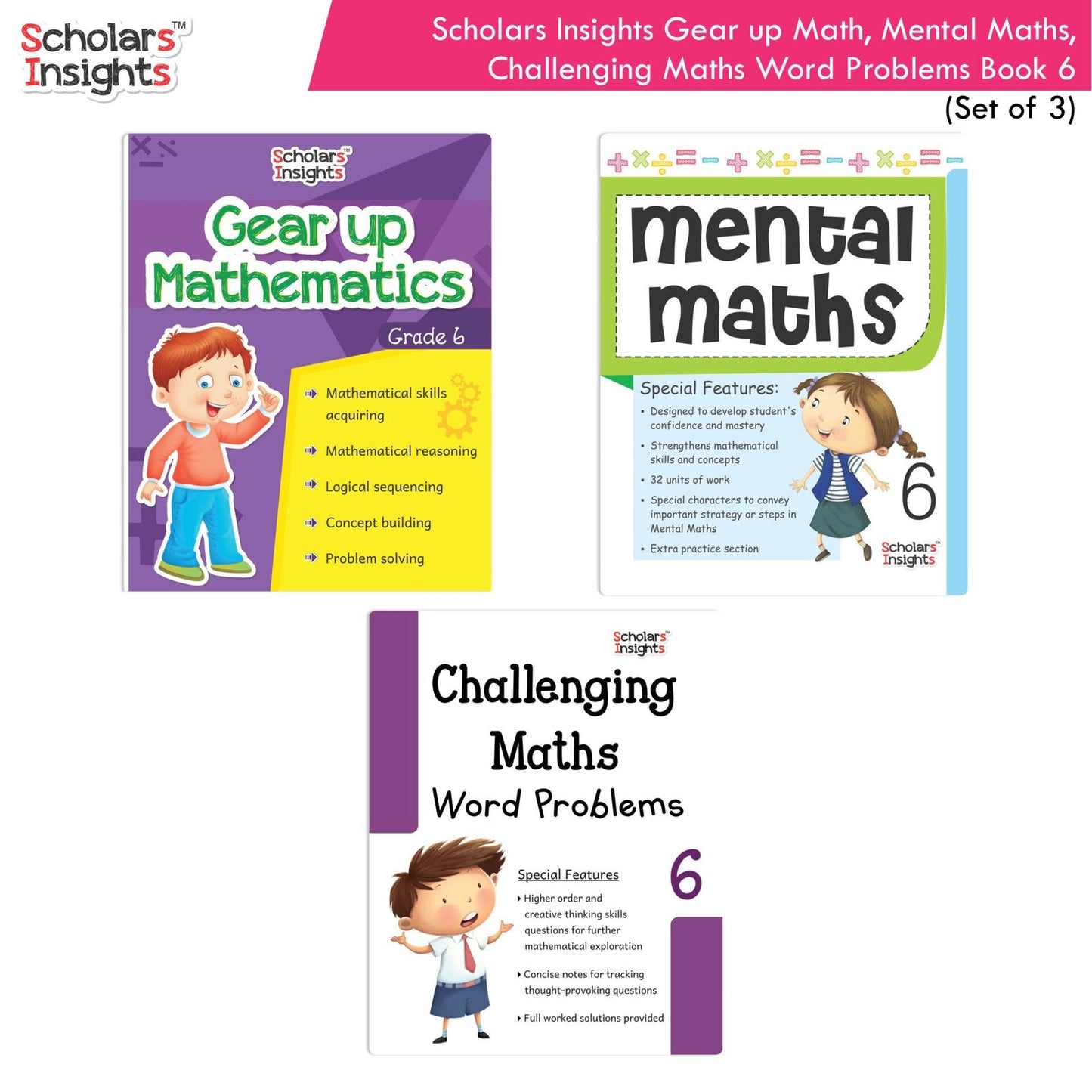 Scholars Insight Combo Set of Mathematics Workbooks For Grade 6| Set of 3| Problem Solving Book for Kids - Swadesiicart