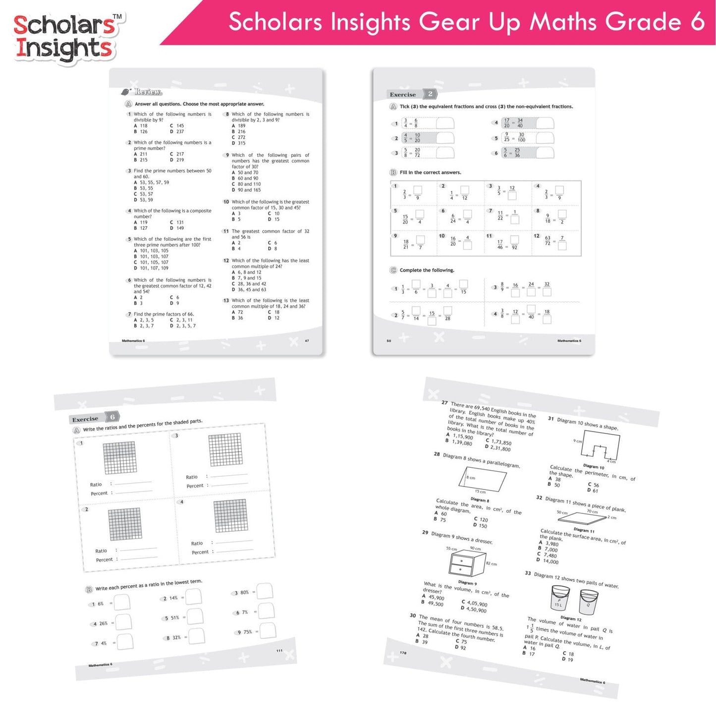 Scholars Insight Combo Set of Mathematics Workbooks For Grade 6| Set of 3| Problem Solving Book for Kids - Swadesiicart