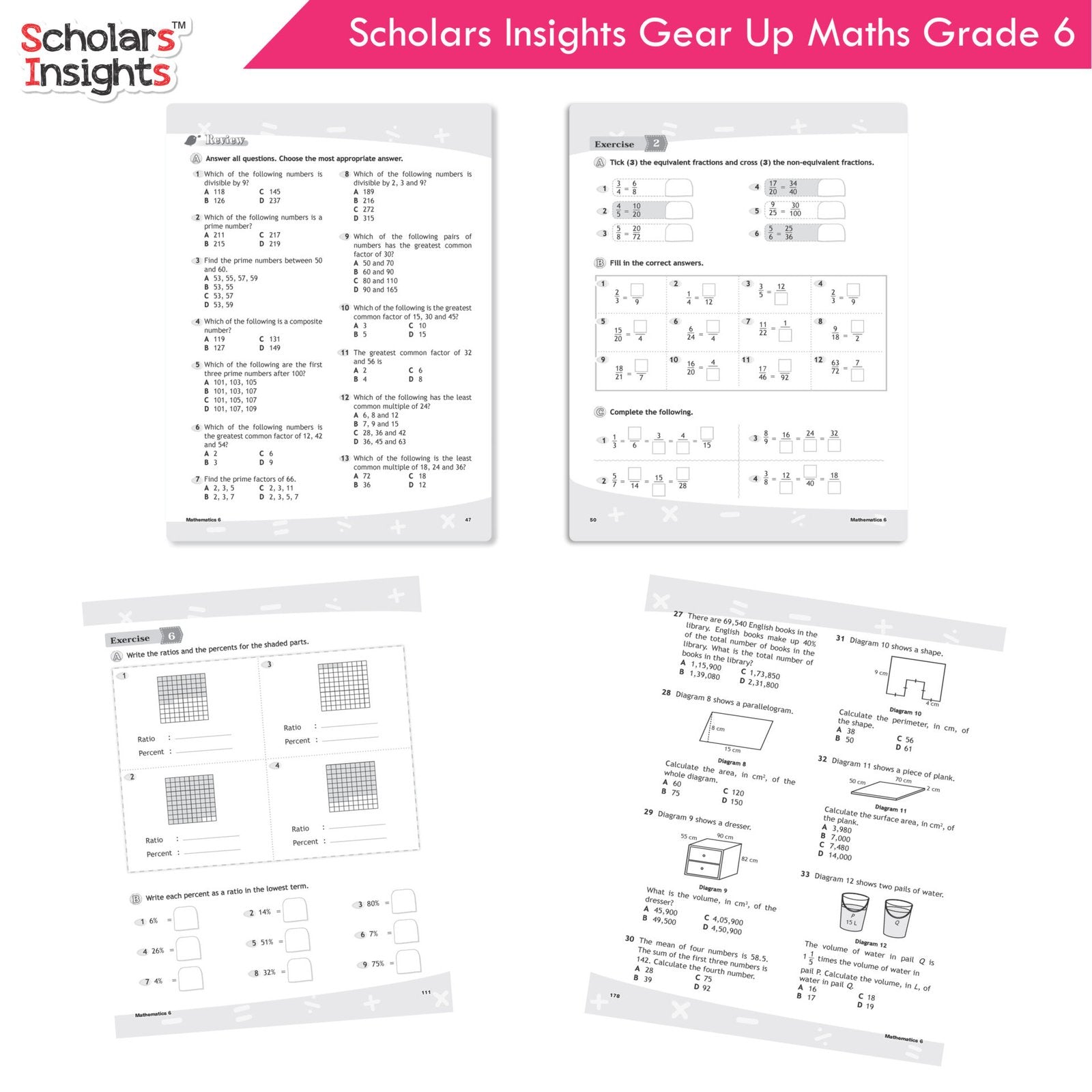 Scholars Insight Combo Set of Mathematics Workbooks For Grade 6| Set of 3| Problem Solving Book for Kids - Swadesiicart