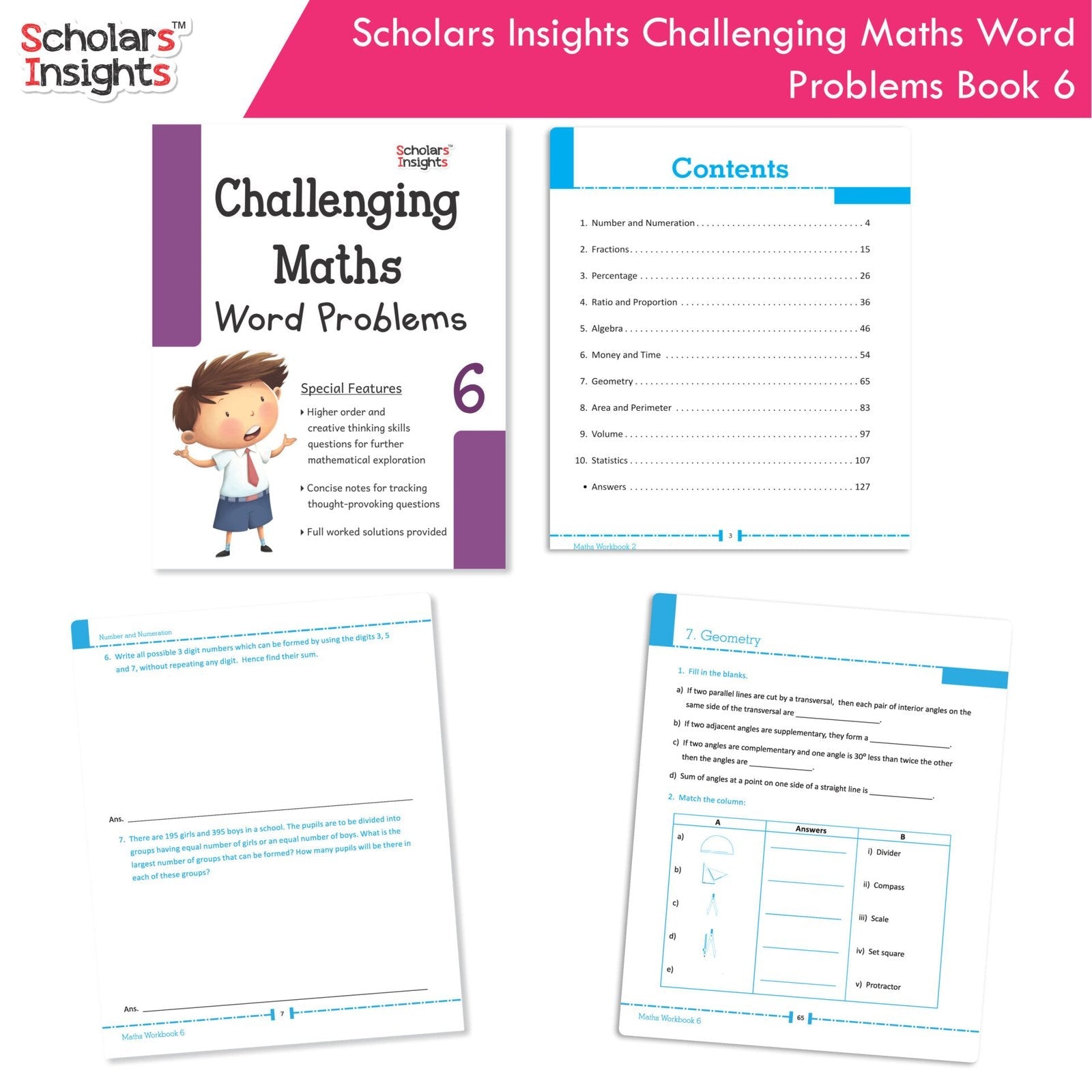 Scholars Insight Combo Set of Mathematics Workbooks For Grade 6| Set of 3| Problem Solving Book for Kids - Swadesiicart