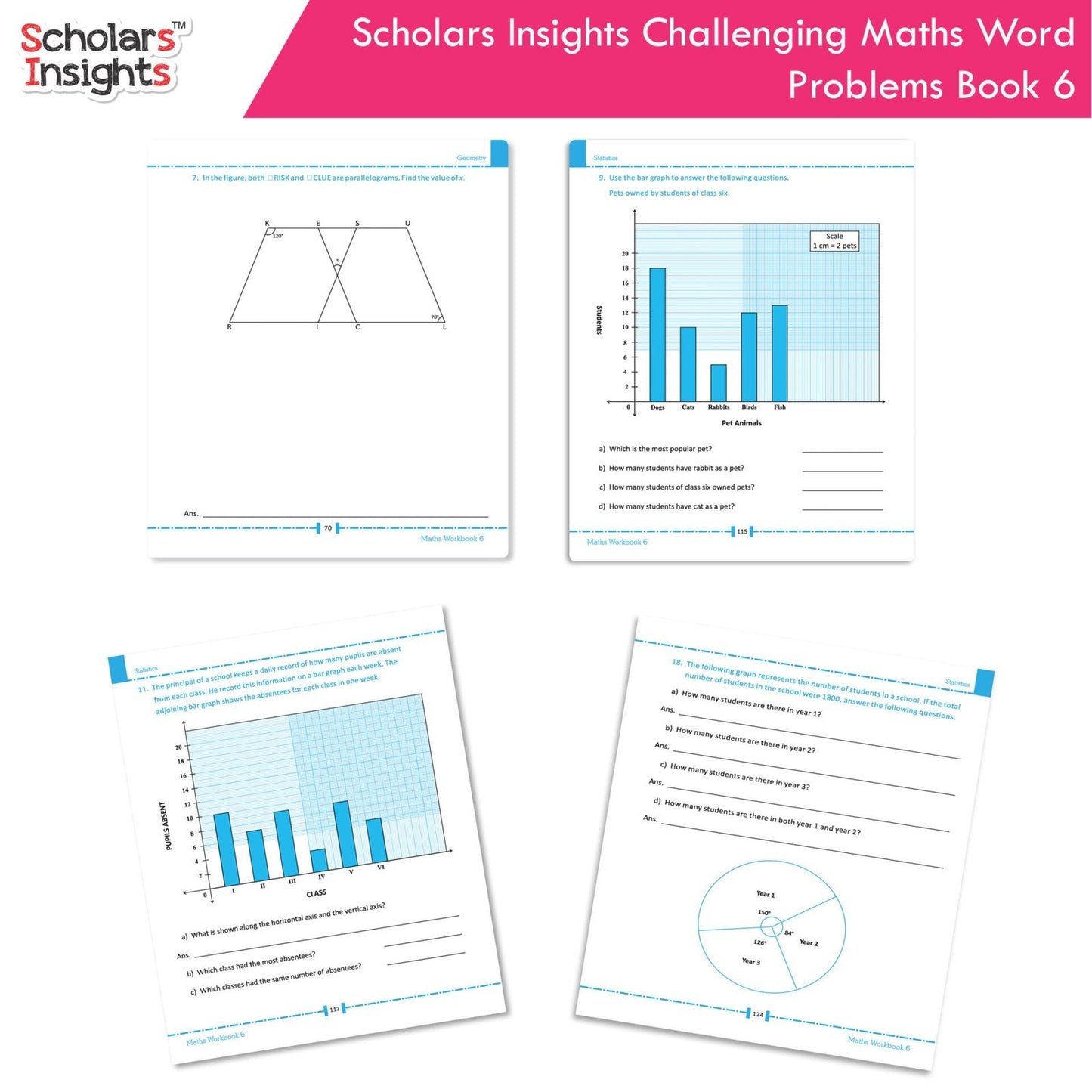 Scholars Insight Combo Set of Mathematics Workbooks For Grade 6| Set of 3| Problem Solving Book for Kids - Swadesiicart