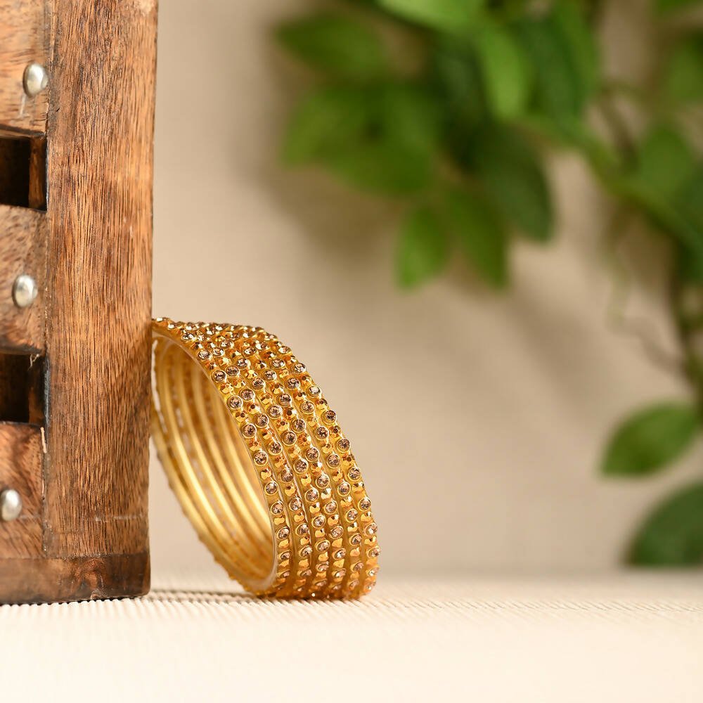 Afast Elegant Bridal & Wedding Party Fashion Bangle/Kada Set, Gold, Glass, Pack Of 12 Model No- A13 - Afast Enterprises