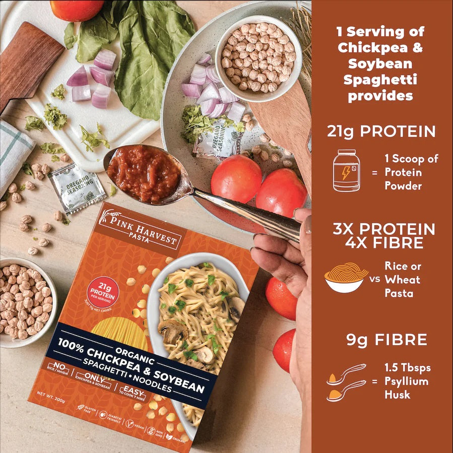 Pink Harvest Organic 100% Chickpea & Soybean Spaghetti Noodles - Swadesiicart