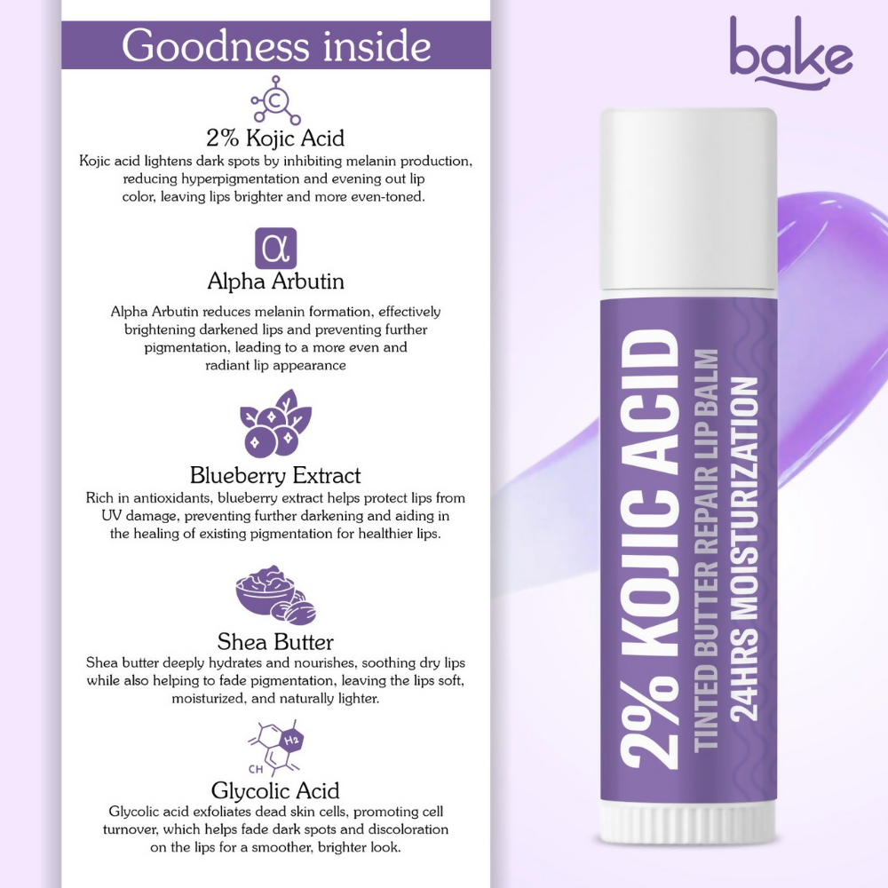 Bake 2% Kojic Acid Tinted Butter Brightening Lip Balm | Swadesiicart