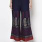 Aniyah Rayon Navy Blue Color Block Print Flared Slip-On Palazzo (AN-178K)