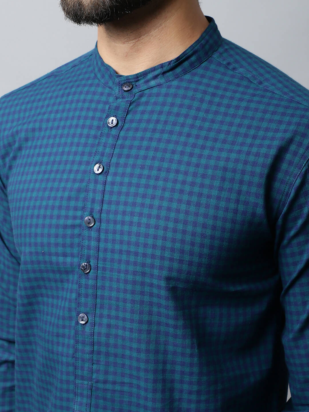 Even Apparels Navy blue Color Pure Cotton Men's Kurta With Side Placket (CHK1056) | Swadesiicart