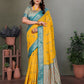 Joban Fashion Yellow Woven Design Banarasi Silk Sarees | Swadesiicart