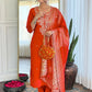 The52 Rust Women's Gorgeous Roman Silk Fabric Straight Kurta, Pant and Dupatta Set - Swadesiicart