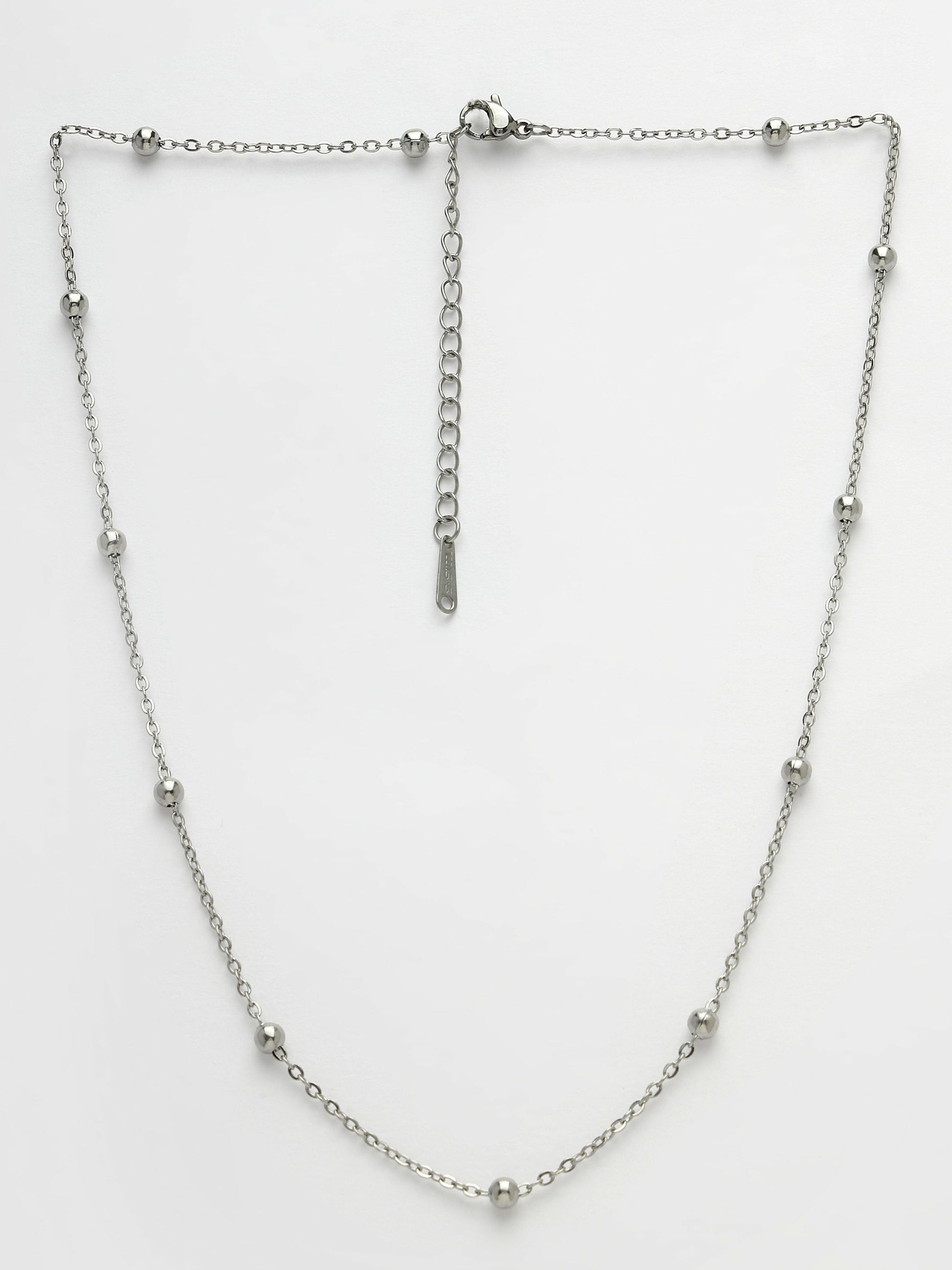 NVR Women's Silver-Toned Artificial Beads German Silver Oxidised Chain - Swadesiicart