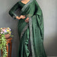 Vastranavya Green Rangoli Silk Real Mirror work with Swarovski work Ready to Wear Saree | Swadesiicart