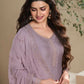 Anaita Purple Heavy Natural Crepe Stitched Suit with Embroidery & Zarkhan Work