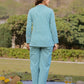Yufta Sea Green Printed Cotton Checks Co Ord Set With Embroidery - Swadesiicart