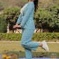 Yufta Sea Green Printed Cotton Checks Co Ord Set With Embroidery - Swadesiicart