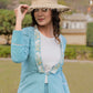 Yufta Sea Green Printed Cotton Checks Co Ord Set With Embroidery - Swadesiicart
