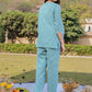 Yufta Sea Green Cotton Checks Printed Co Ord Set With Embroidery - Swadesiicart