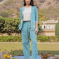 Yufta Sea Green Cotton Checks Printed Co Ord Set With Embroidery - Swadesiicart