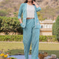 Yufta Sea Green Cotton Checks Printed Co Ord Set With Embroidery - Swadesiicart