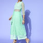 Yufta Sea Green Printed Top with Trousers - Swadesiicart