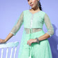 Yufta Sea Green Printed Top with Trousers - Swadesiicart