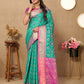 Lorenvalley Fashion Seagreen Patola Silk Woven Design with Zari Meenakari Weaving motifs Pallu Saree - Swadesiicart