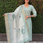 Lorenvalley Fashion Seagreen Roman Silk Hand Work Kurta Pant with Dupatta - Swadesiicart