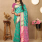 Lorenvalley Fashion Seagreen Patola Silk Woven Design with Zari Meenakari Weaving motifs Pallu Saree - Swadesiicart